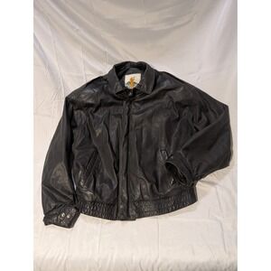 Luis Alvear Mens L Black Leather Bomber Jacket Traditional Leather Jacket VTG